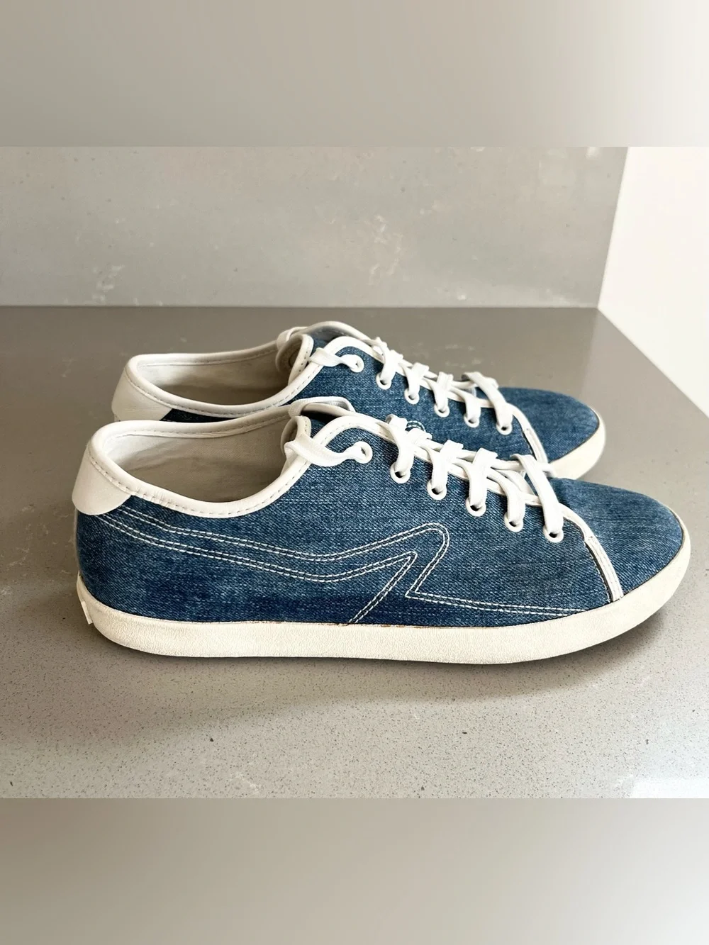 Rag & Bone Court Low Denim Sneakers Women's Shoes Blue Canvas Size 39.5 US 9.5